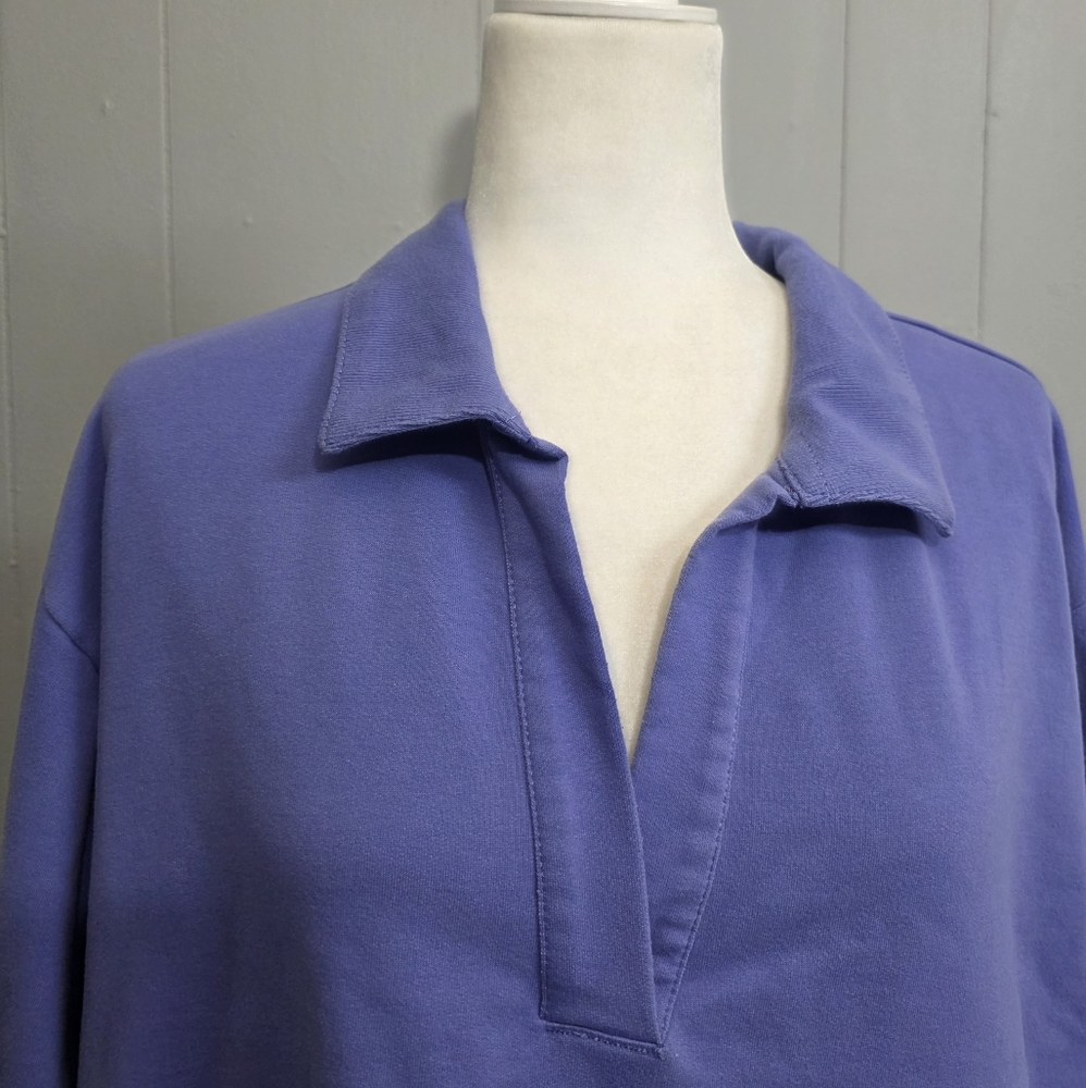 Athleta Retroterry Dark Adonis Purple Polo Sweatshirt Cozy Athletic Size M - Picture 5 of 13